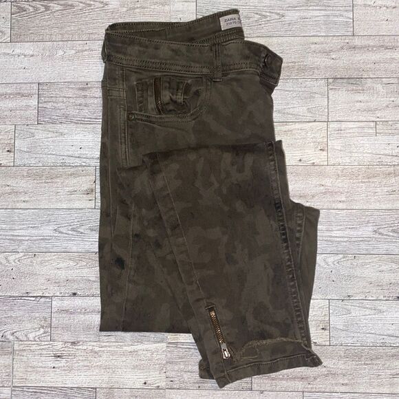 Zara, Retro, Basic Denim, Army Green, Camouflage Denim Jeans - Picture 2 of 8